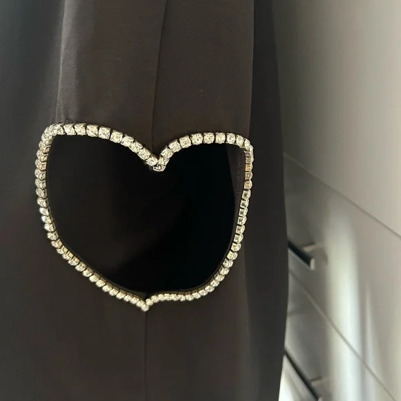 Elegant Black Diamond Trimmed Heart on the side Women's Pants - Picture 4 of 6